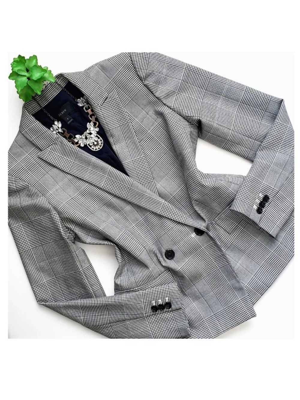 NEW J. Crew Dover Blazer in Glen Plaid Houndstooth Size 6 Double Breasted